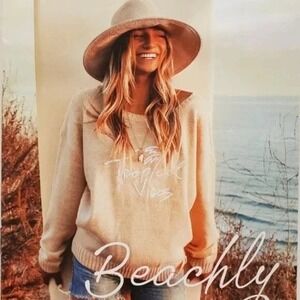 Beachly x Goldfish Kiss size XXL oversized light peach sweater‎ "Tropical Vibes"